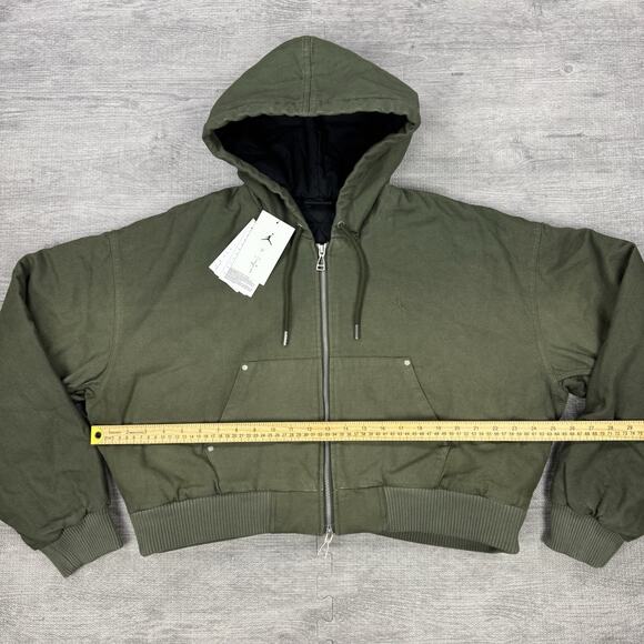 $350 Travis Scott x Jordan Hooded Canvas Jacket Women’s M Cargo Khaki FD9113-325 - Picture 7 of 14